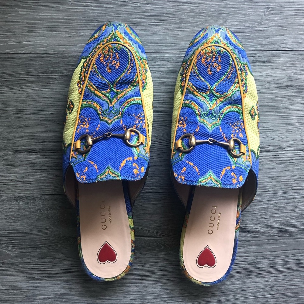 Gucci Princetown Brocade Loafers